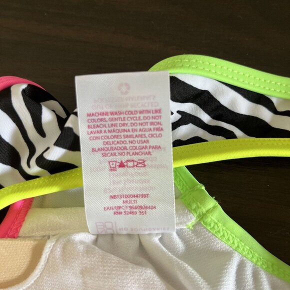 3 For $6 No Boundaries Juniors Small (3-5) Zebra Animal Print Neon Bikini Top - Picture 4 of 4
